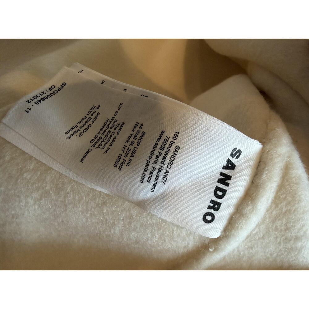 Sandro Womens Wrap Scarf Collar Long Overcoat 42 White - Picture 11 of 15